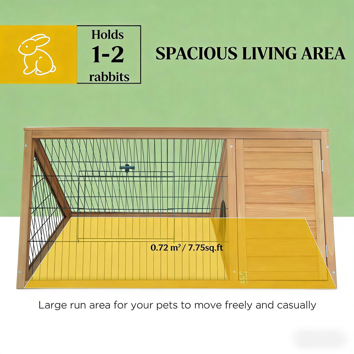 A-Frame Wooden Rabbit Hutch - Small Animal Cage - Yellow