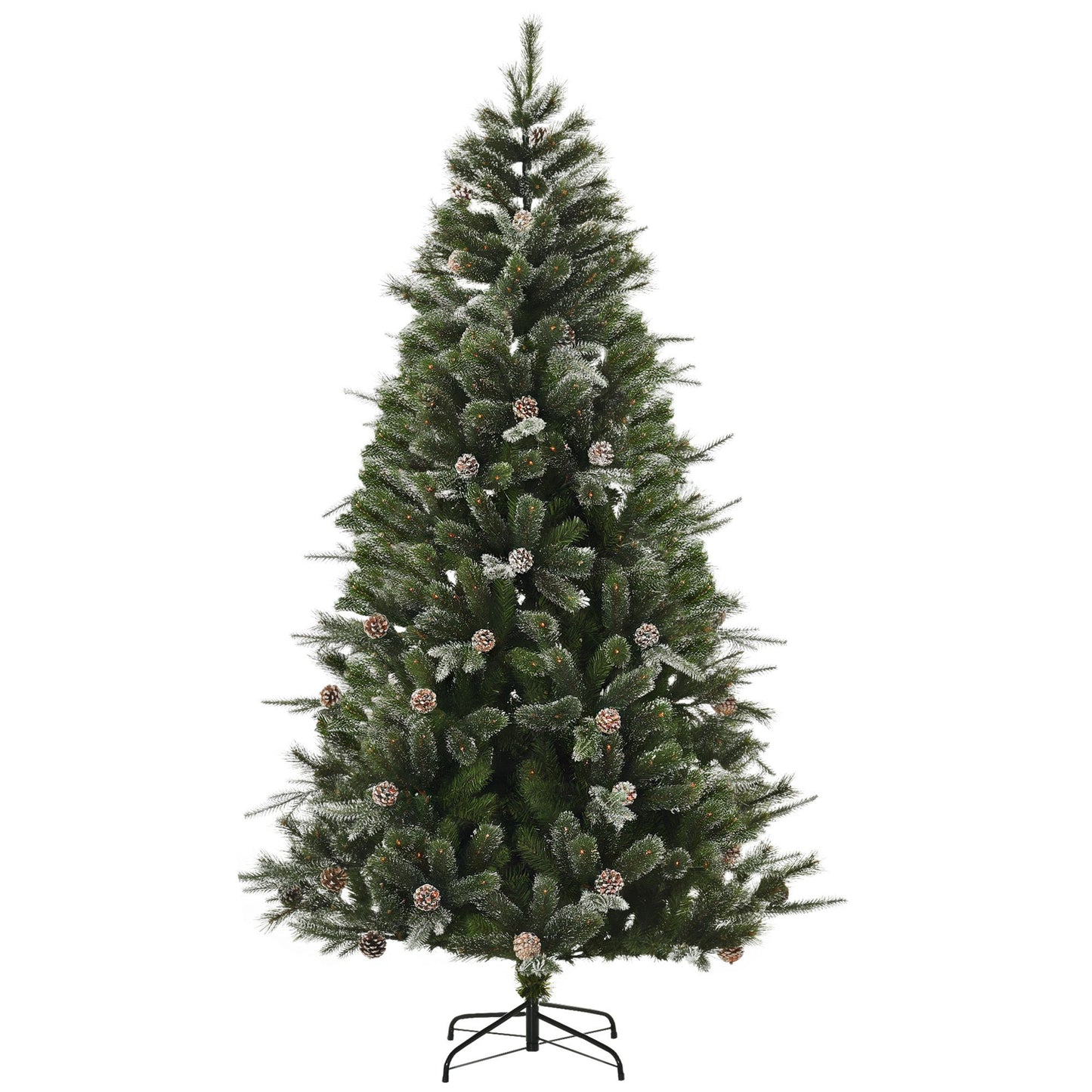 7FT Artificial Christmas Snow Pine Tree with Pinecones - Green