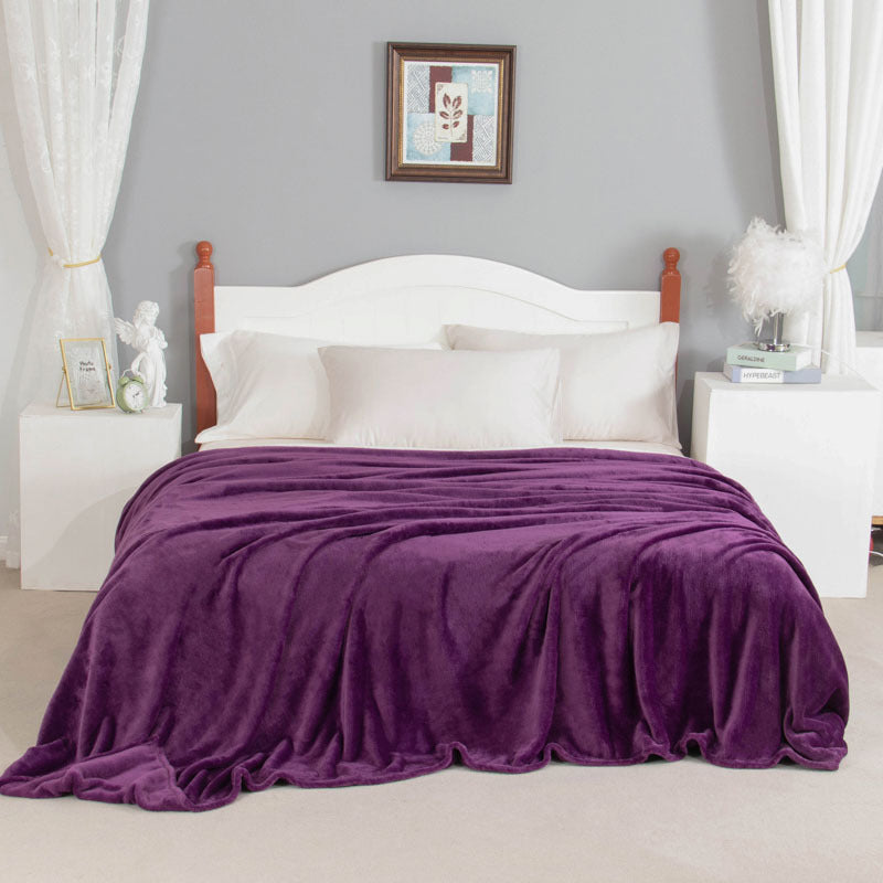 Thickened Coral Fleece Blanket Solid Color Vegan-Friendly Home Bedding