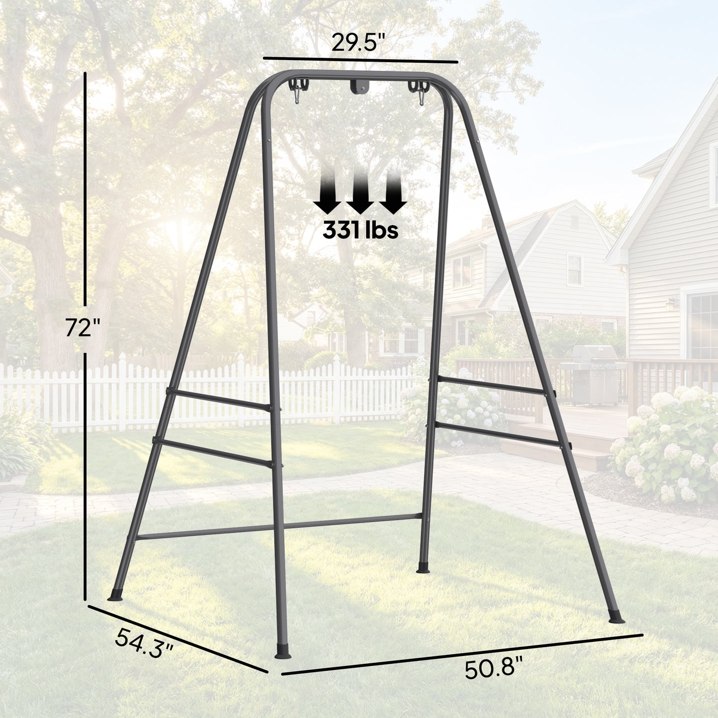 Hammock Chair Stand for Indoor & Outdoor Use - Gray, 330 lbs Capacity