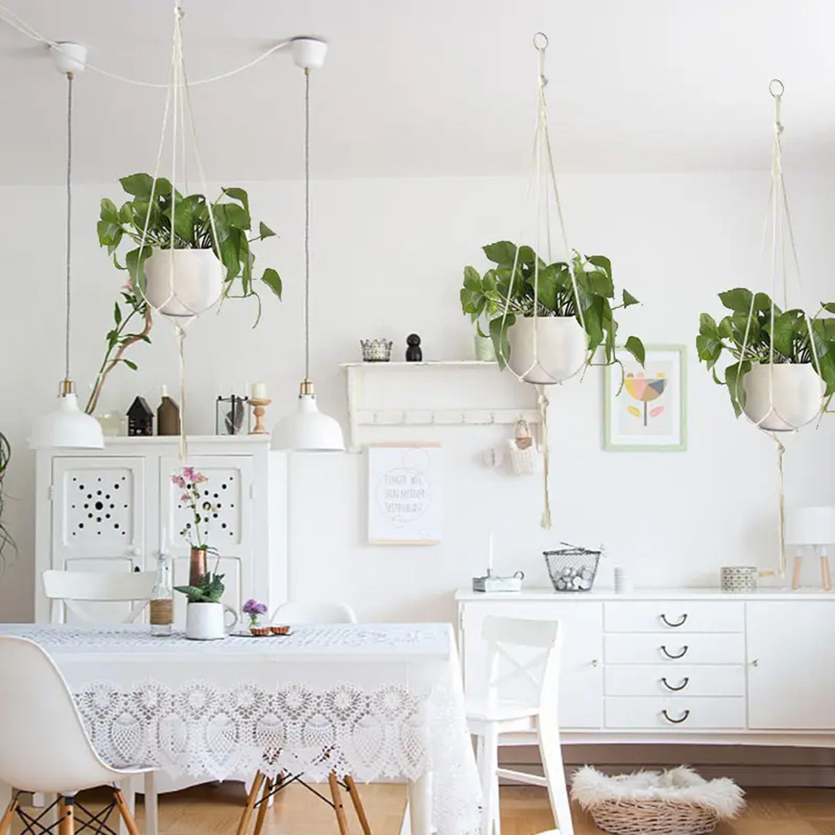 Hanging Mesh Storage Basket with Hemp & Cotton Rope Options – Home & Garden