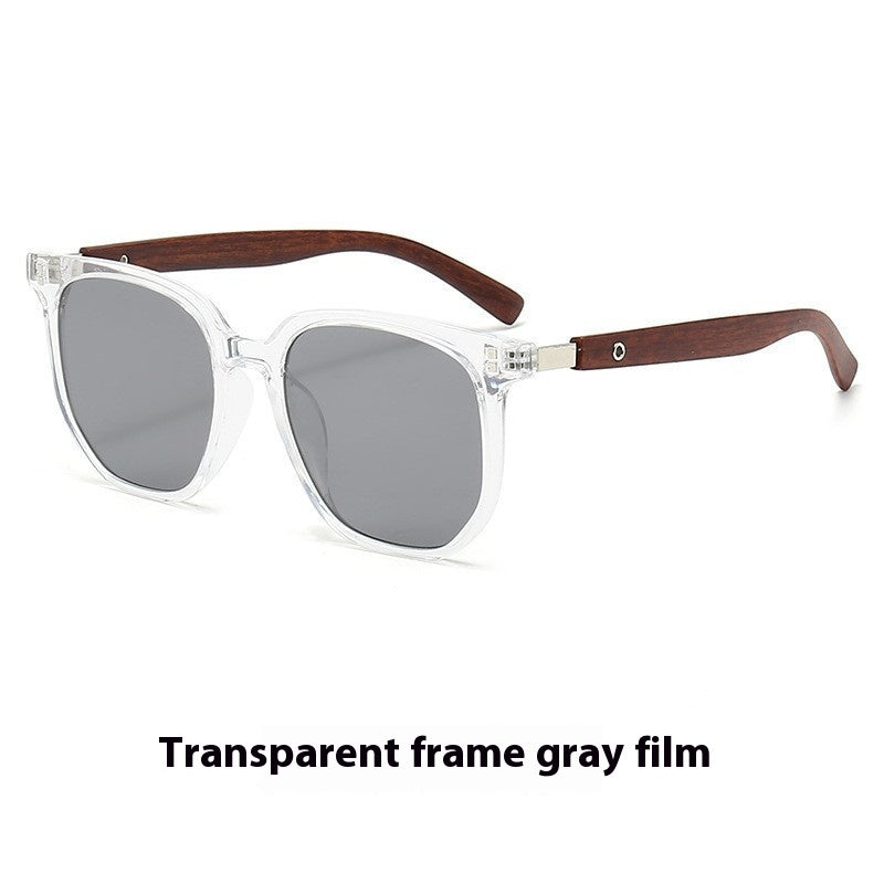Vintage Wooden Grain Leg Nail Square Round Face Glasses - Minimalist Fashion Eyewear
