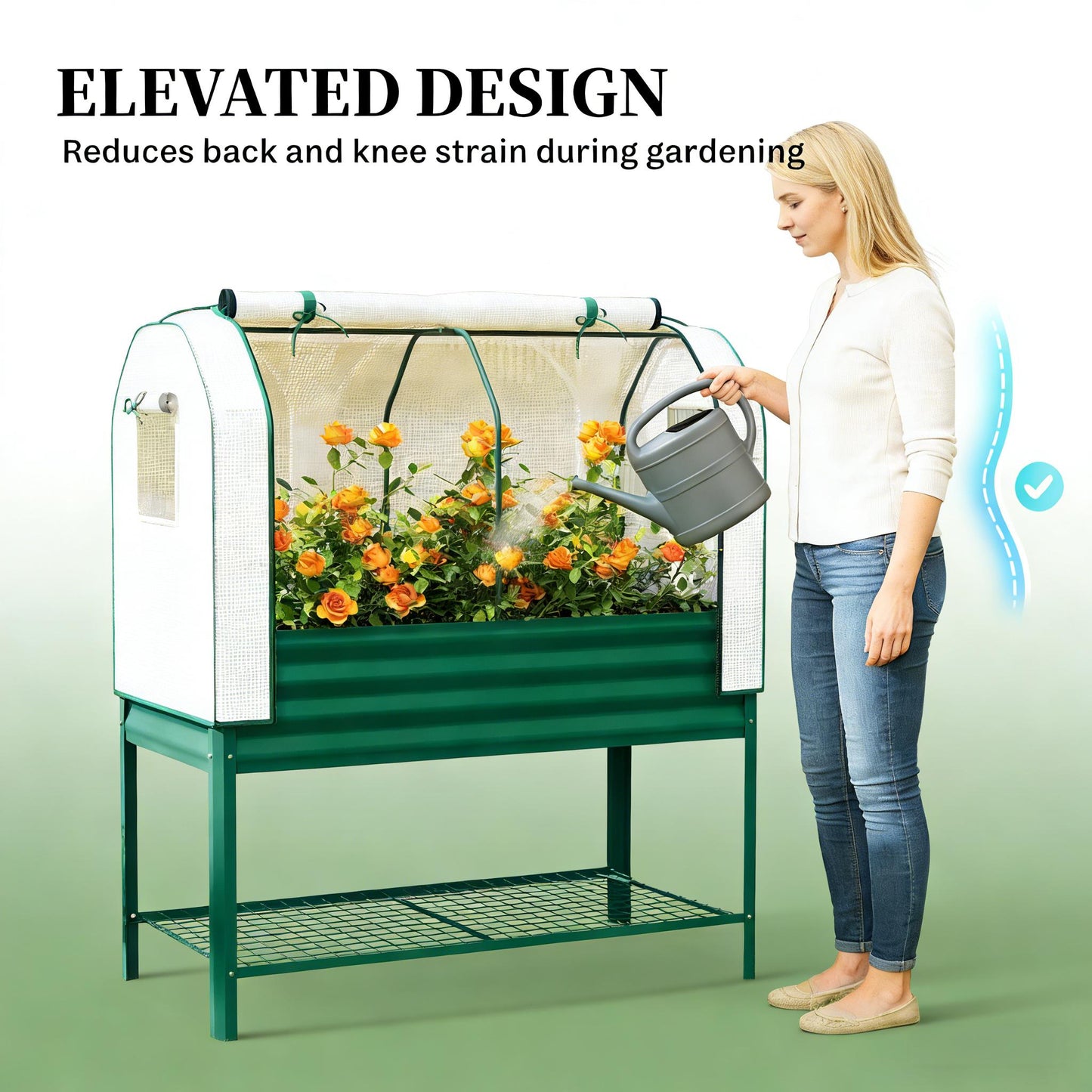 Raised Garden Bed with Greenhouse Cover - 47.2" L x 21.7" W x 55.1" H