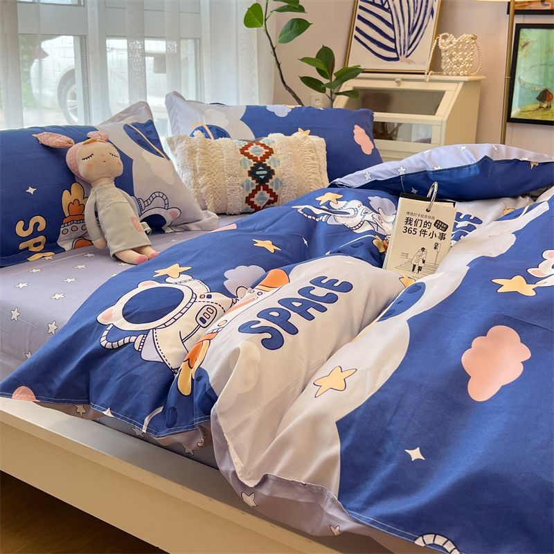 Washed Cotton Bed Sheet Quilt Cover Set - Multiple Sizes & Patterns