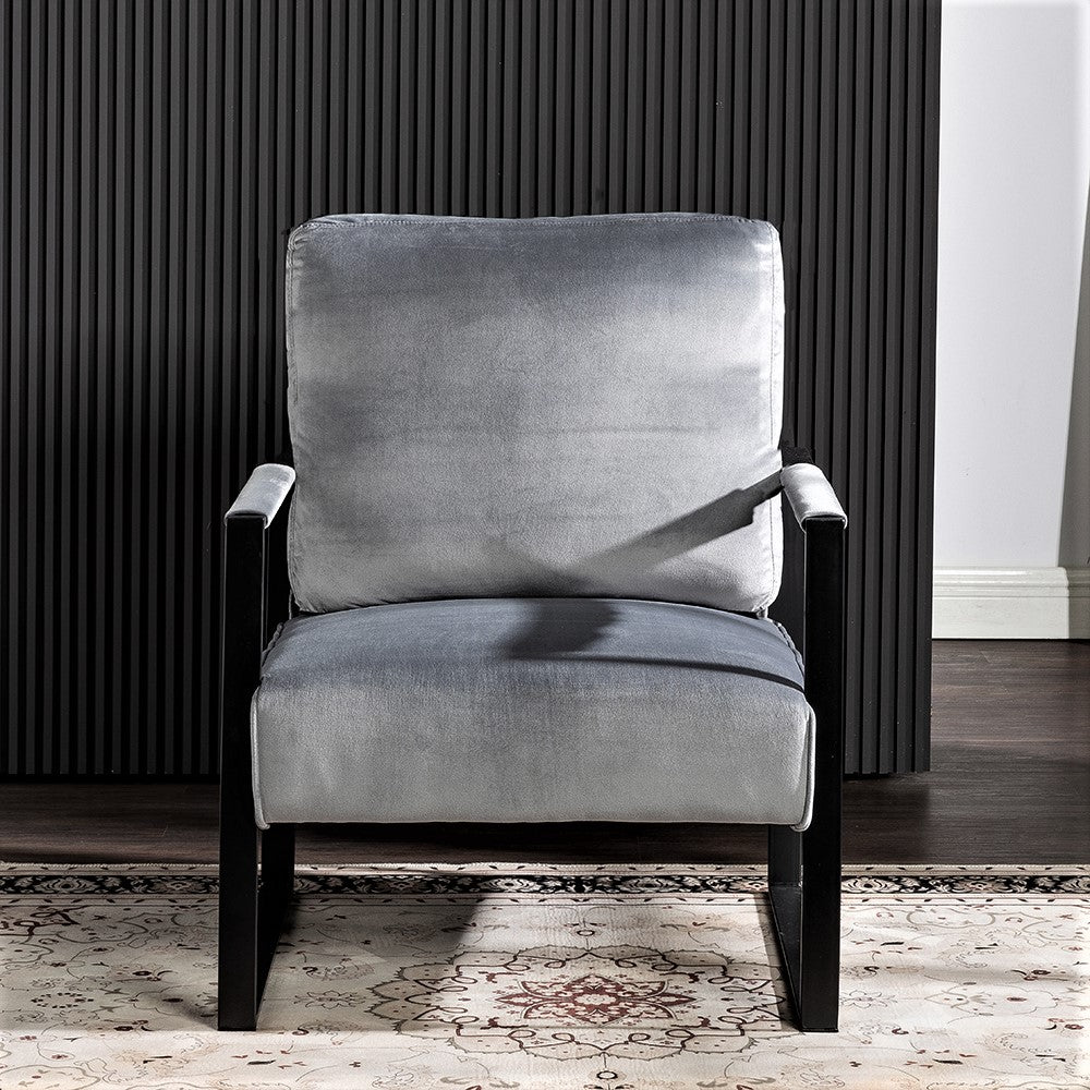 Classic Mid Century Modern Accent Chair With Durable Square Metal