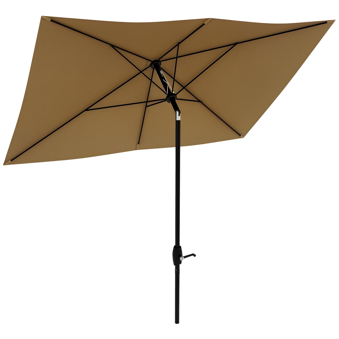 6.6' x 10' Rectangular Market Umbrella with Crank & Tilt - Coffee