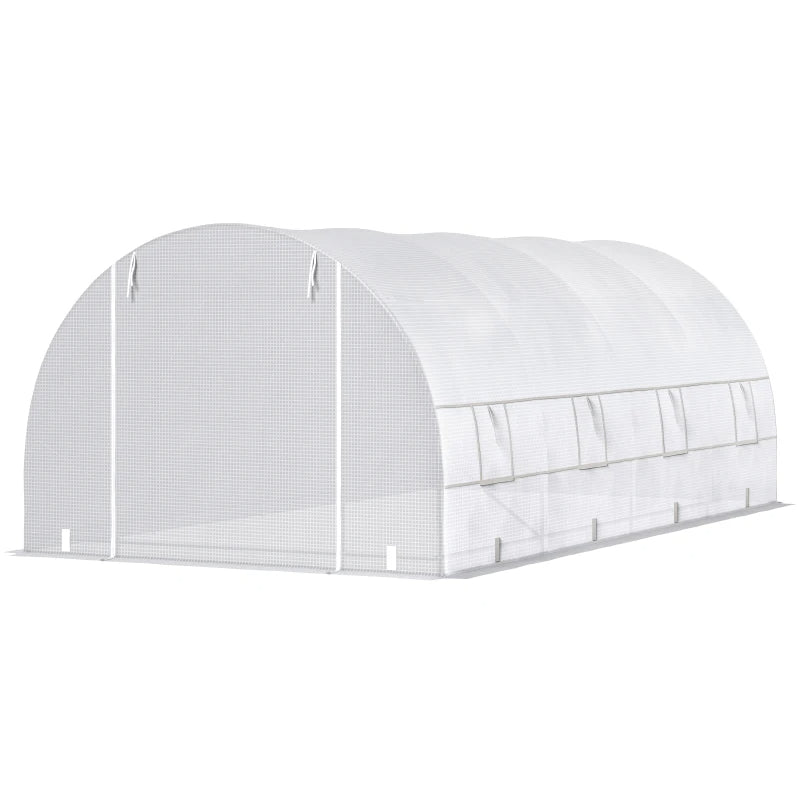 Walk-In Greenhouse Kit with Zippered Door & Mesh Windows - Large Garden Greenhouse, White