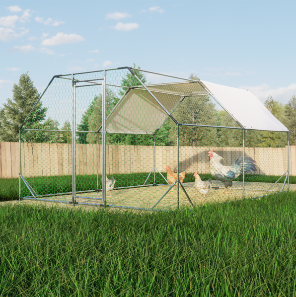 10x13 Foot Heavy-Duty Chicken Coop with Removable Tarp - Pet Houses & Cages