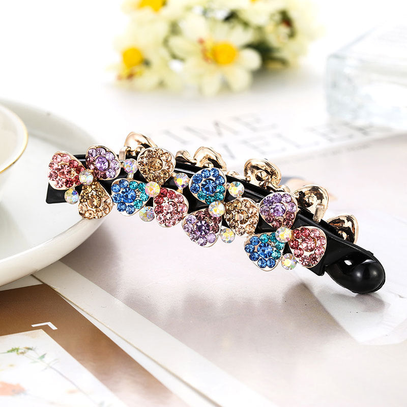 Women's Flower Diamond Banana Clip Hair Accessory All-Match Ponytail Holder