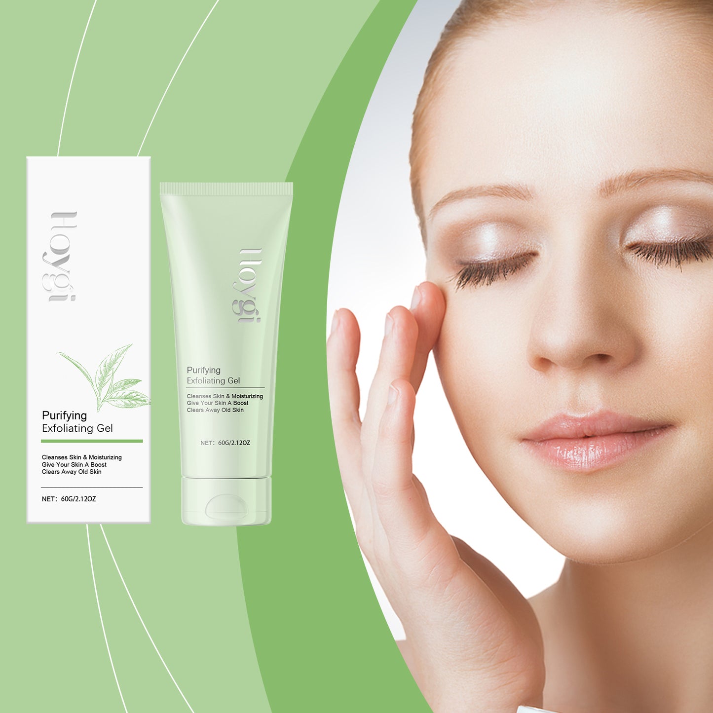 Facial Exfoliating Gel with Green Tea & Vitamin C for Deep Pore Cleansing