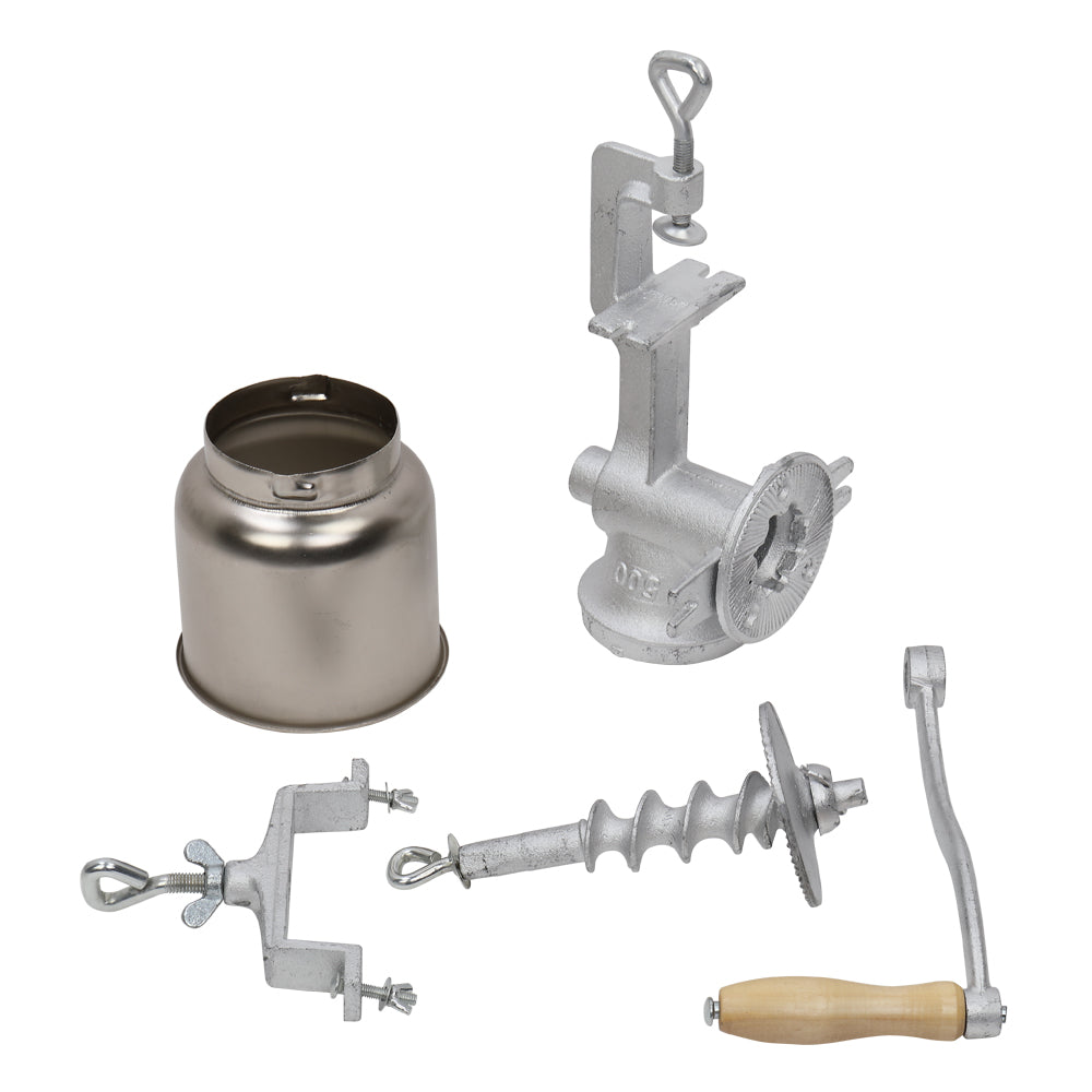Silver Stainless Steel Hand Grain Grinder for Home Use - Adjustable & Durable