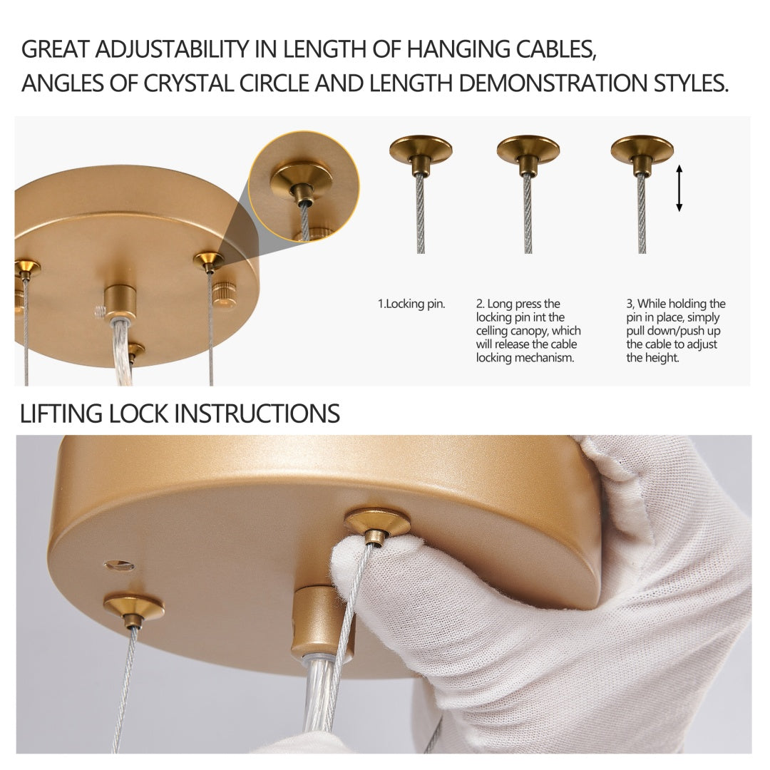 24-Inch Modern Gold Pendant Light with Crystal Strands