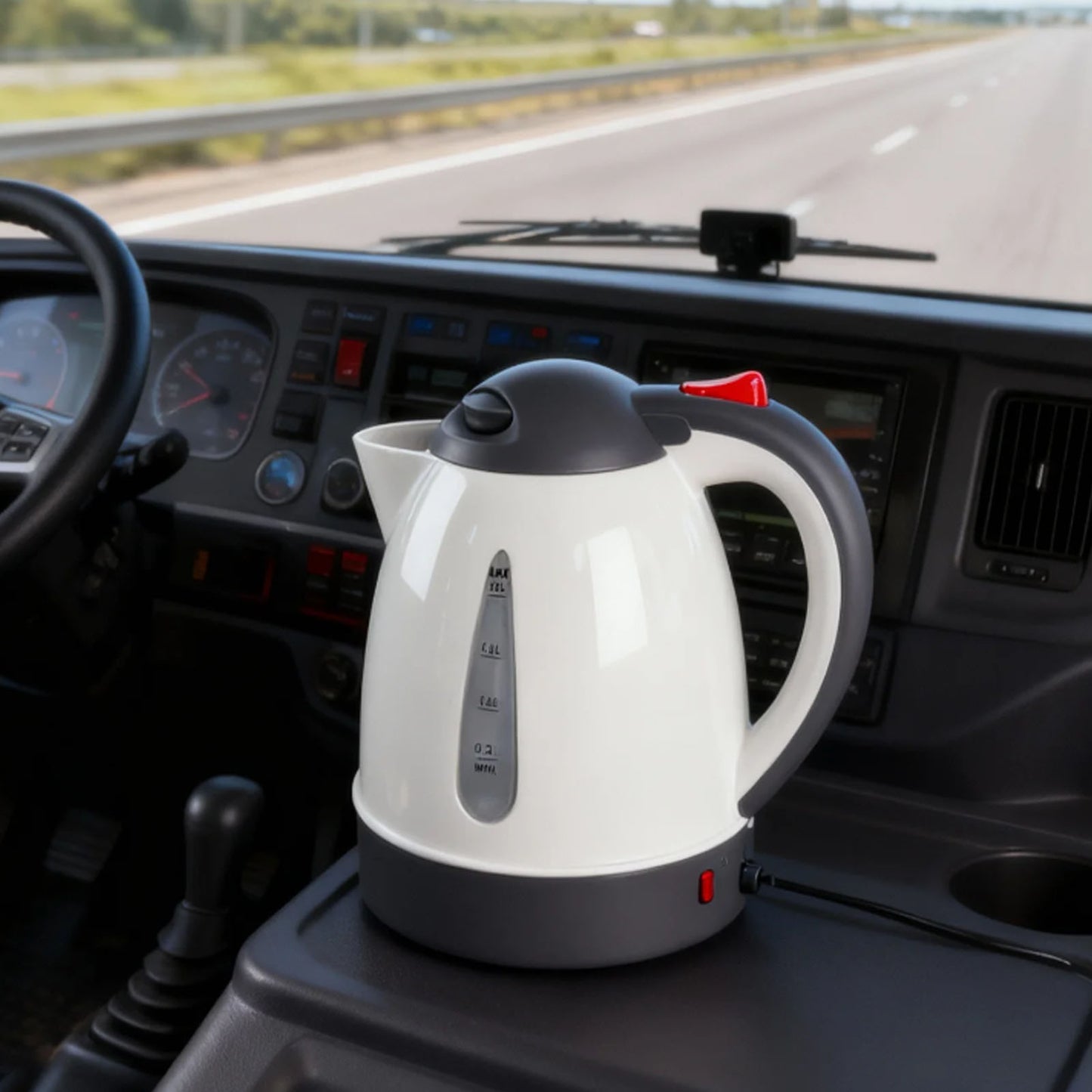 150W Portable Car Electric Kettle 1000ml Travel Water Heater Auto Shut Off Beige