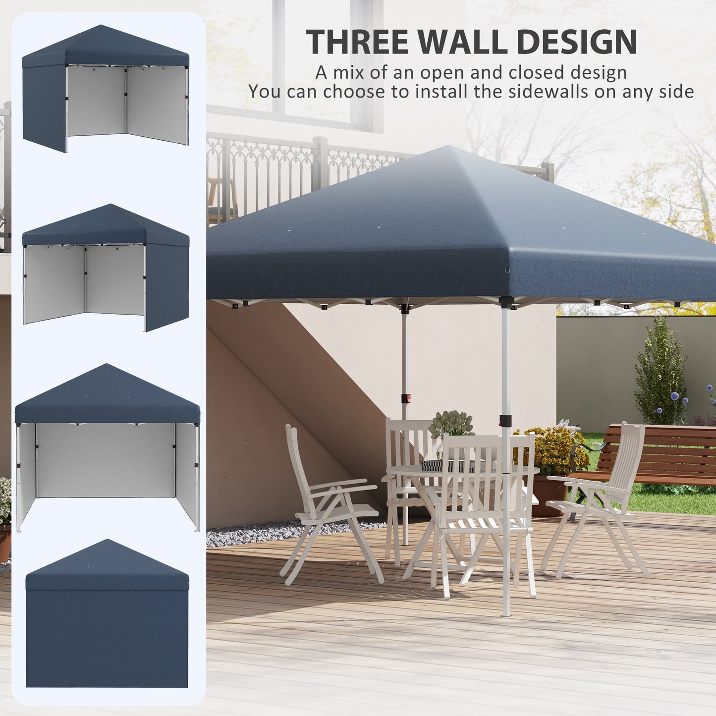 10x10 Pop Up Canopy Tent with Sidewalls & Carry Bag - Navy