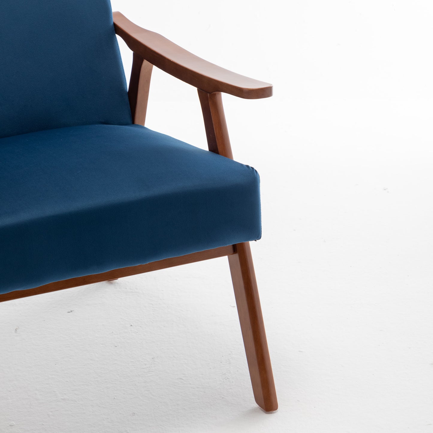 Mid-Century Modern Accent Chair - Blue Velvet Lounge Chair