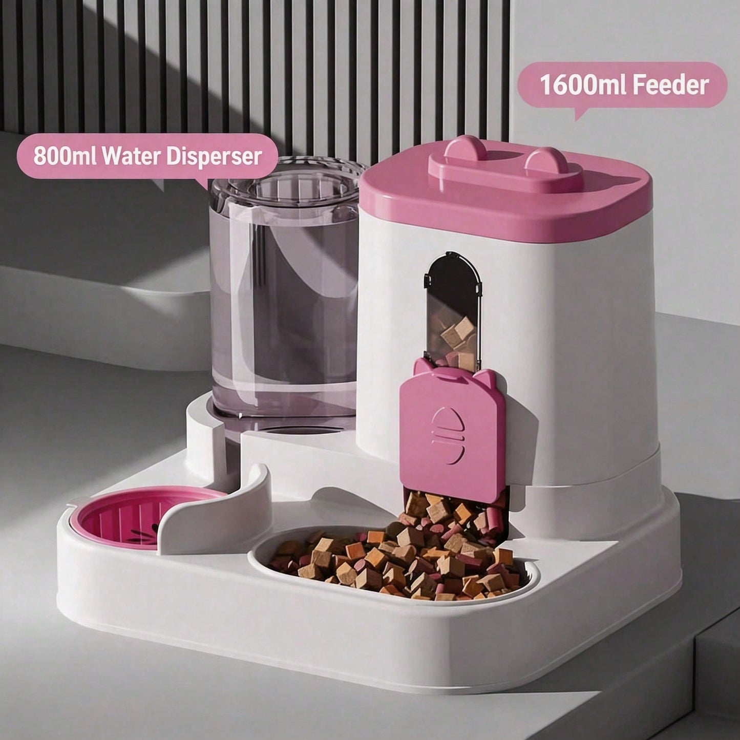 Large Capacity Gravity Pet Feeder and Water Dispenser for Cats and Small Animals