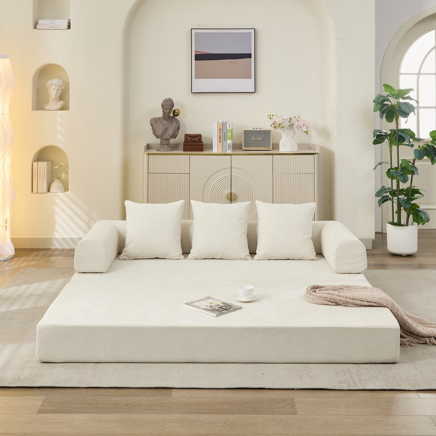 Comfy Convertible Folding Mattress Couch, Floor Sofa Bed, Chenille