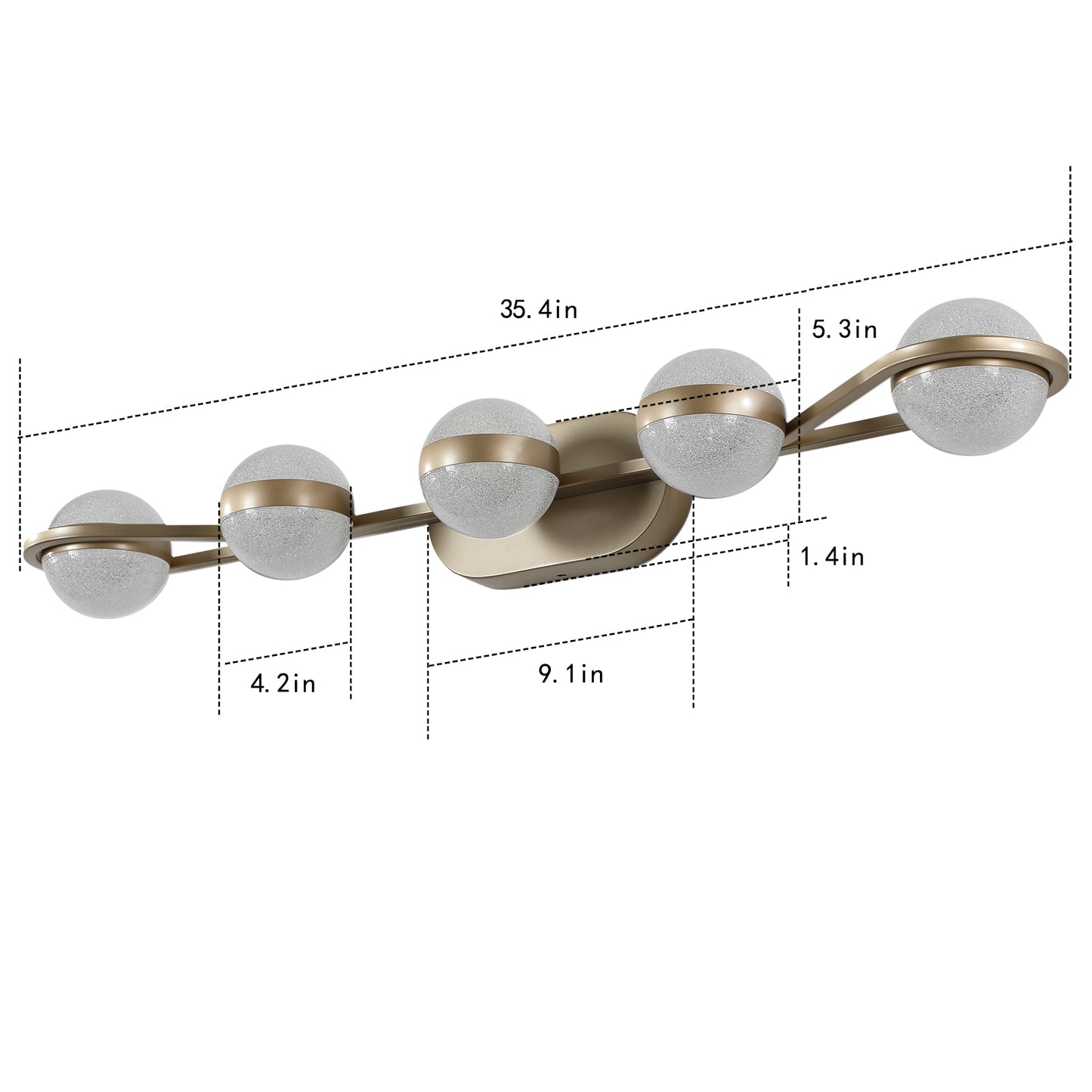 Modern Bathroom Vanity Light Fixture - 5 Bulb Crystal Shades