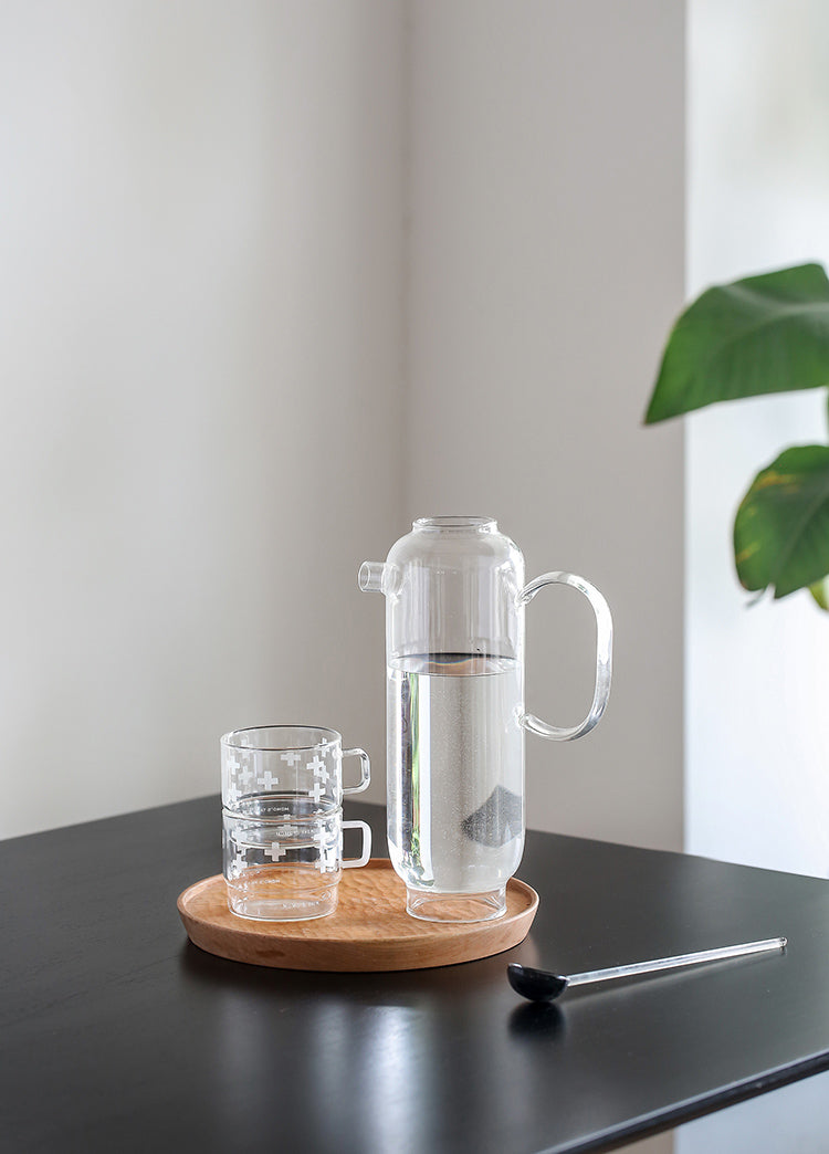 High Temperature Resistant Glass Cup - Clear Drinkware with Dot & Cross Patterns