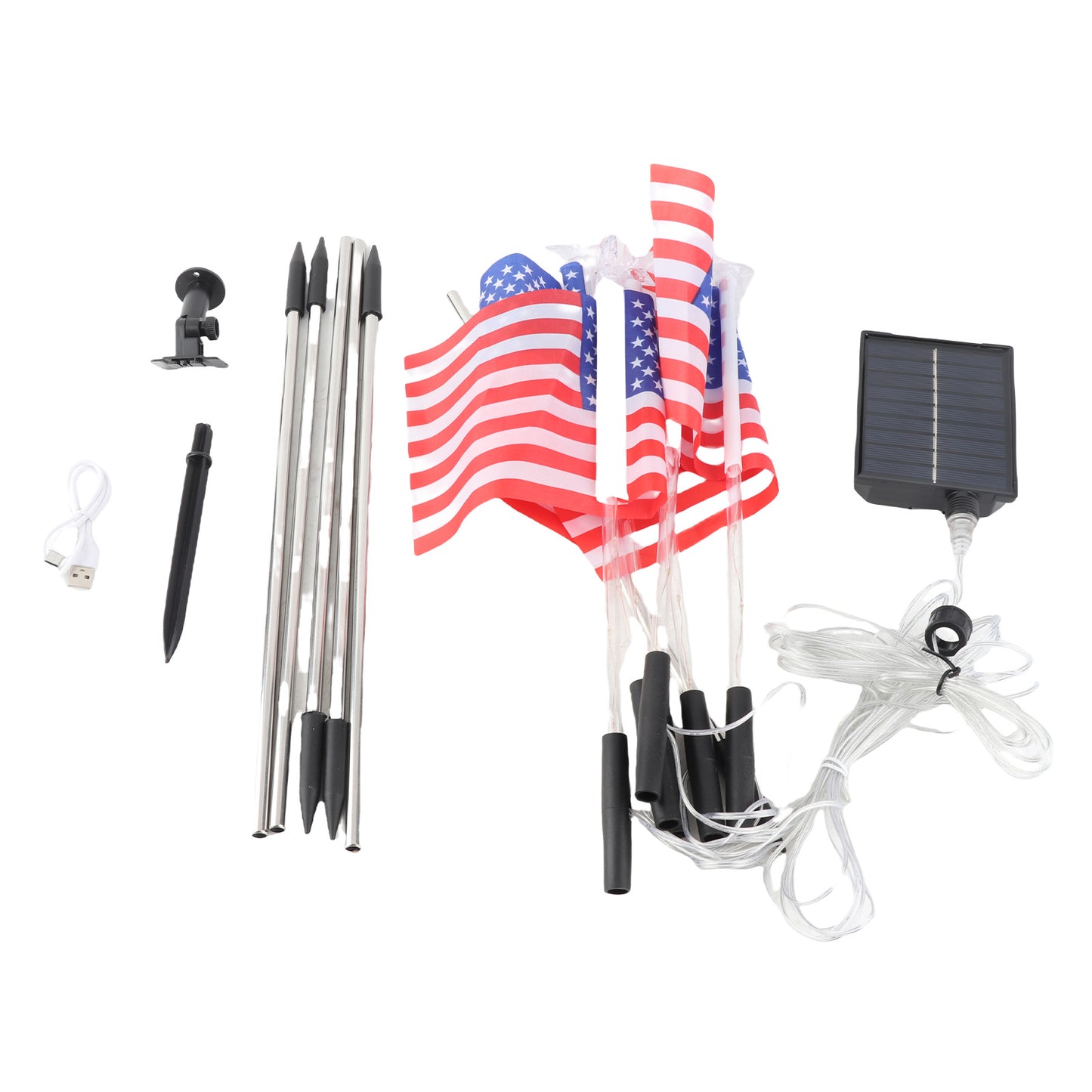Solar American Flag Lights - 8 Modes for Independence Day Decor