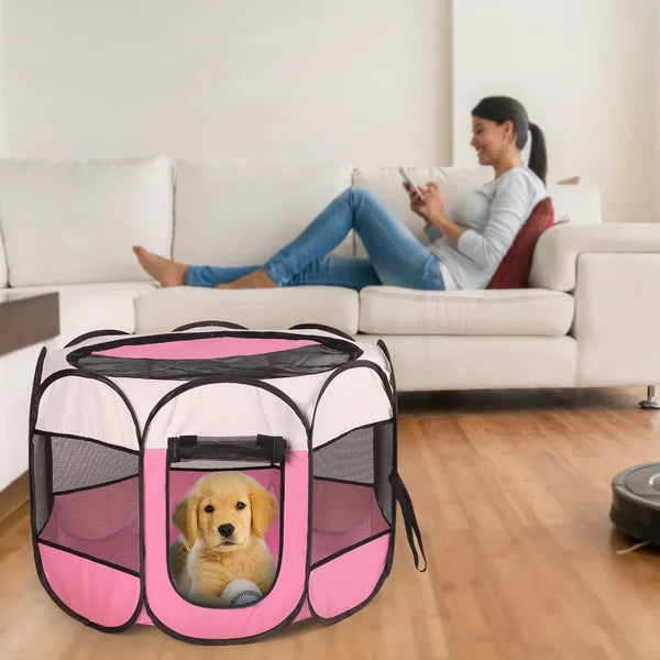 Foldable Pet Playpen for Dogs Cats and Small Pets - Water-Resistant Indoor Outdoor Kennel