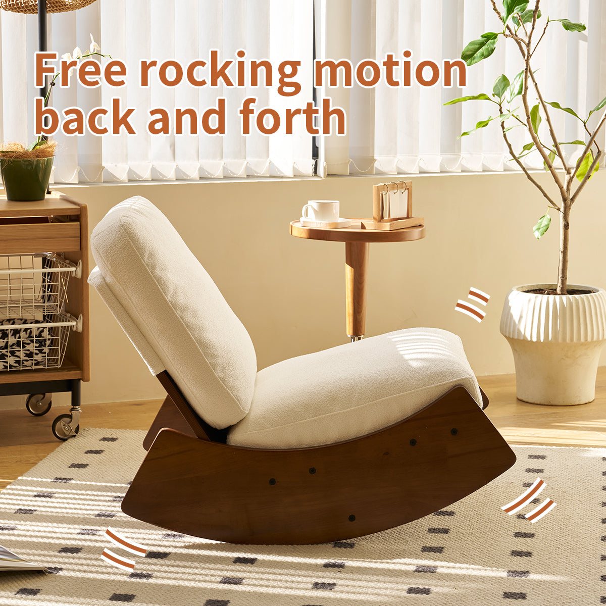Comfortable White Glider Rocking Chair - Solid Wood Frame