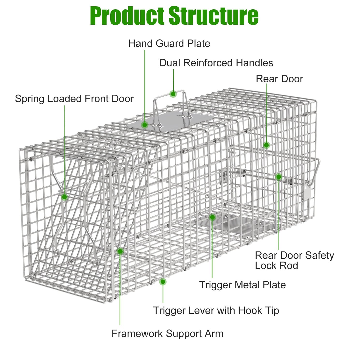 Humane Collapsible Cat Trap Cage with Waterproof Cover & Gloves