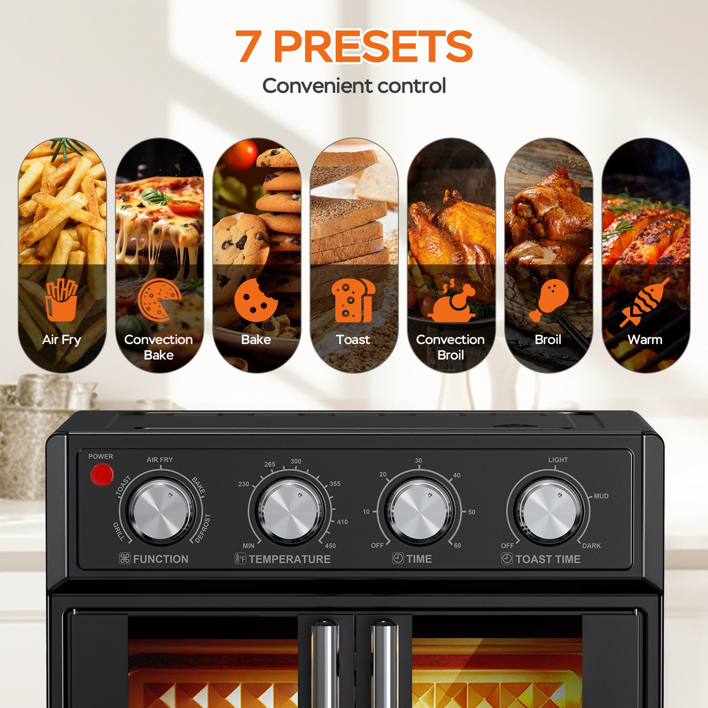29.5 QT Multifunction Air Fryer Toaster Oven - Black