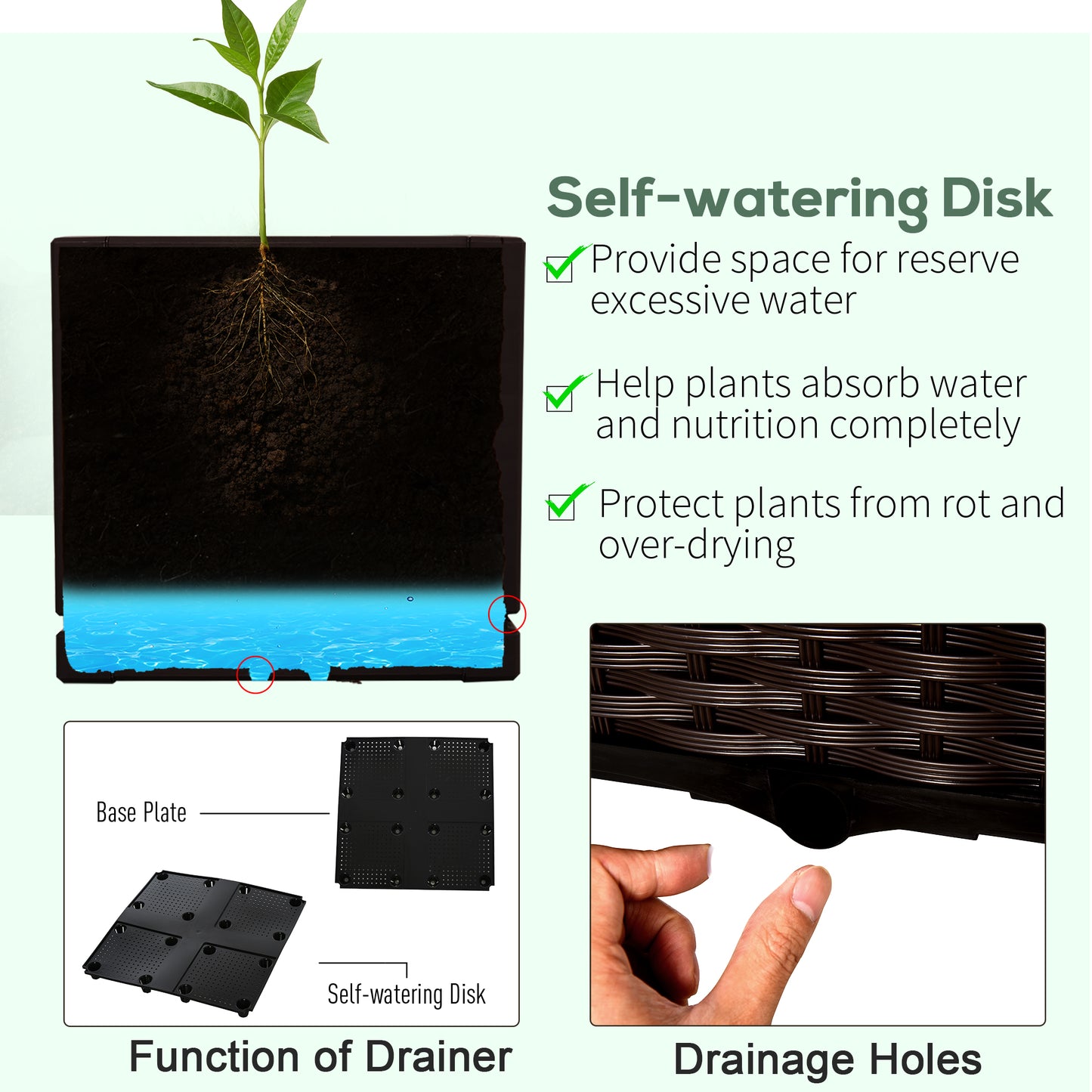 Raised Garden Bed with Legs Self-Watering Planter Box for Flowers Herbs Vegetables - Brown