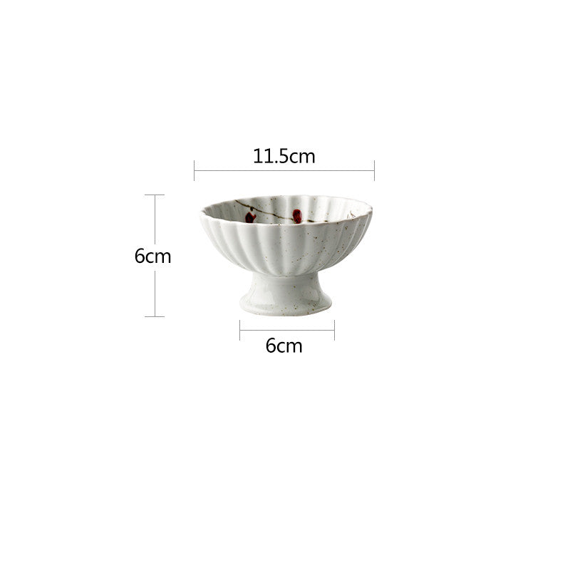 Japanese Retro Ceramic High-Footed Bowl - Vintage Porcelain Tableware
