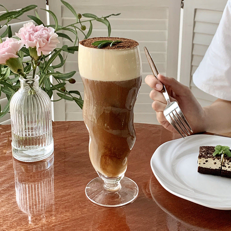 Glass Coffee Cup 510ML Twist Design Cold Drink Juice Mug - Modern & Durable