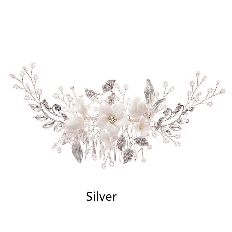 Ceramic Flower Hair Comb - Bridal Headpiece