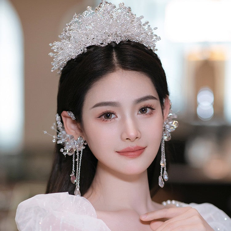 Beaded Crystal Crown Hair Accessories Set