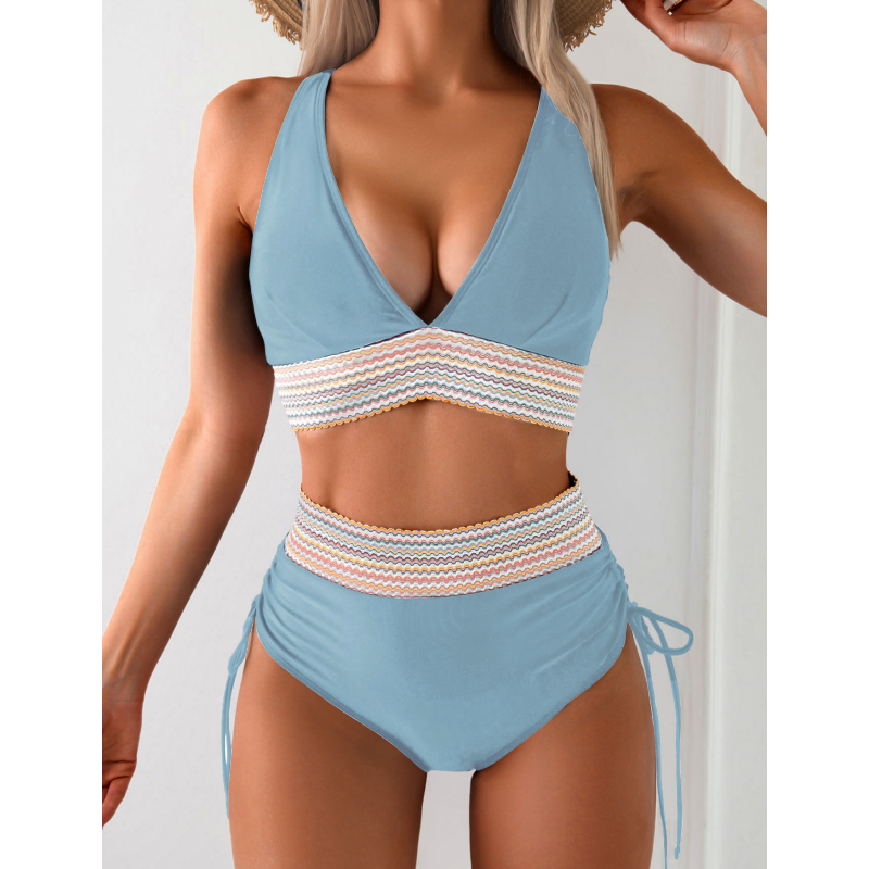 High Waisted Two-Piece Bikini Set with Tummy Control