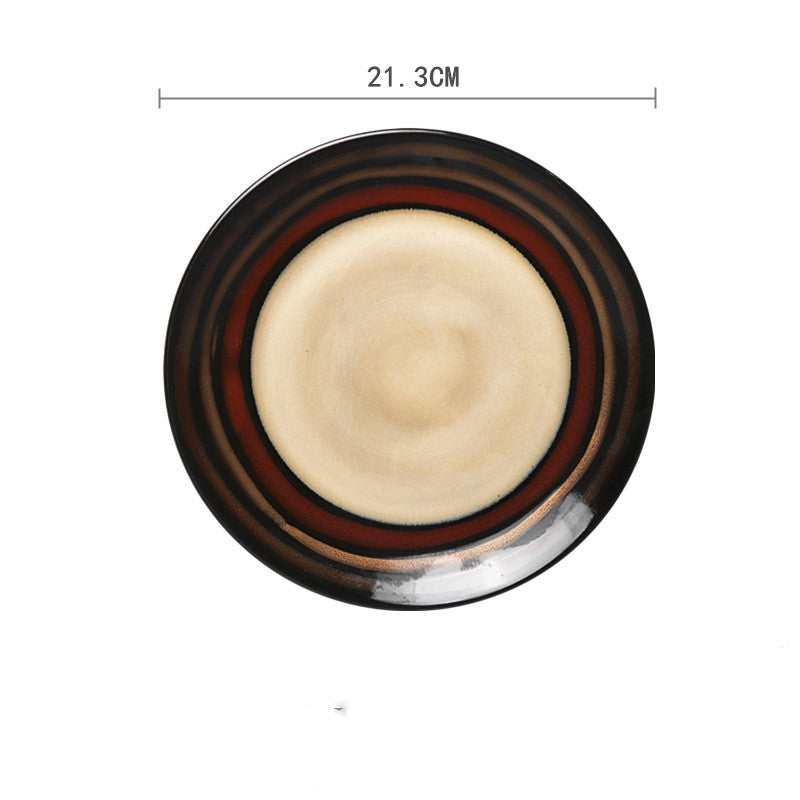 Ceramic Hand-Painted Western Style Breakfast Plate 8 Inch Microwave Safe