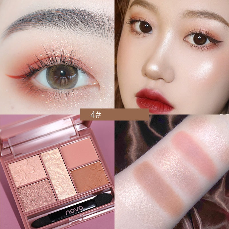 Five-Color Eyeshadow Palette Fine Powder Makeup for Face & Eyes