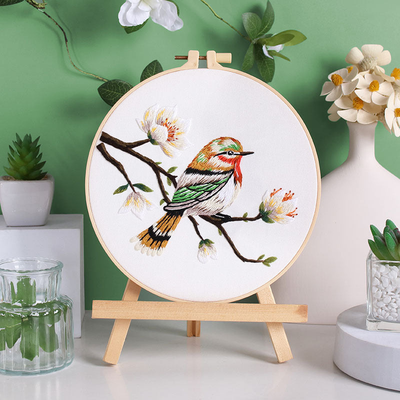 Flower and Bird Embroidery DIY Kit with Frames - Multiple Variants