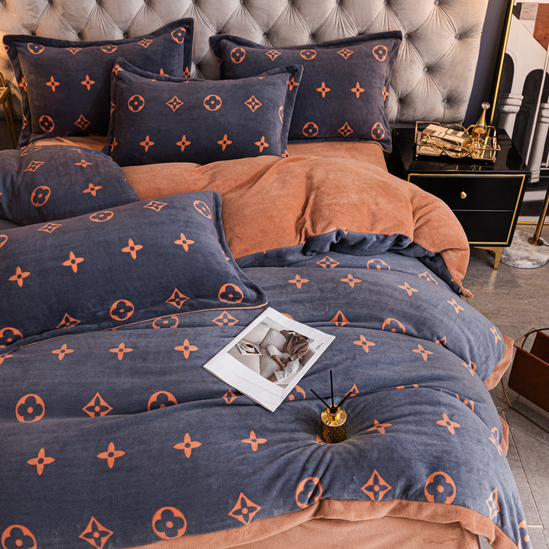 Nordic Thick Velvet Bed Sheet Set - Double-Sided Warm & Cozy Bedding