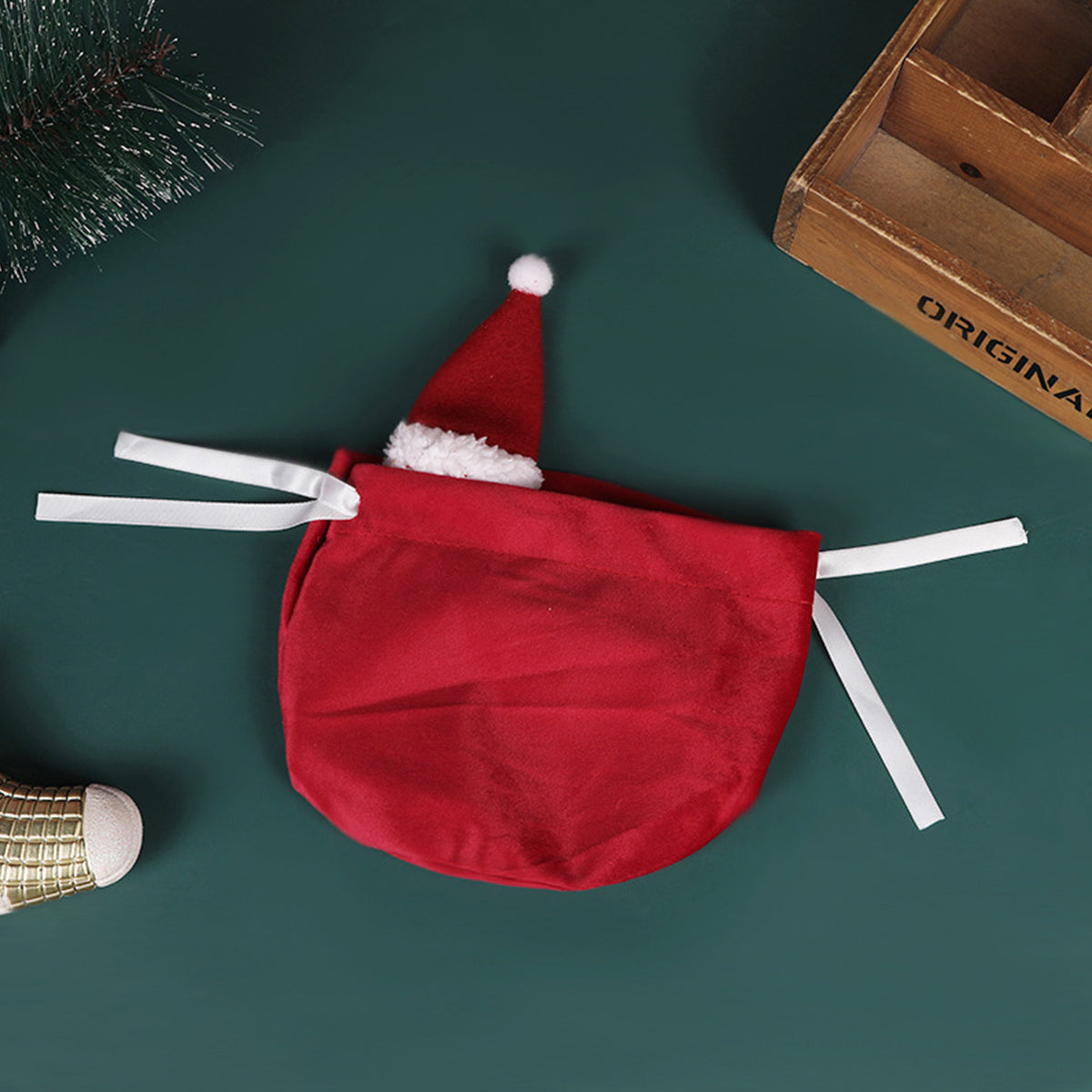 Christmas Treat Bags - 5 Packs Red & White Velvet Gift Wrap