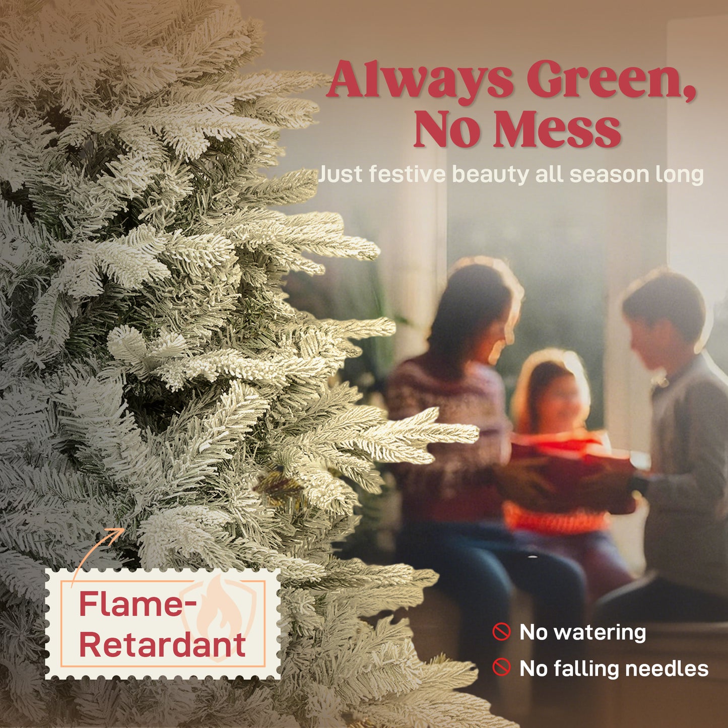 6 ft Artificial Christmas Tree - Realistic Frosted Spruce, Easy Assembly