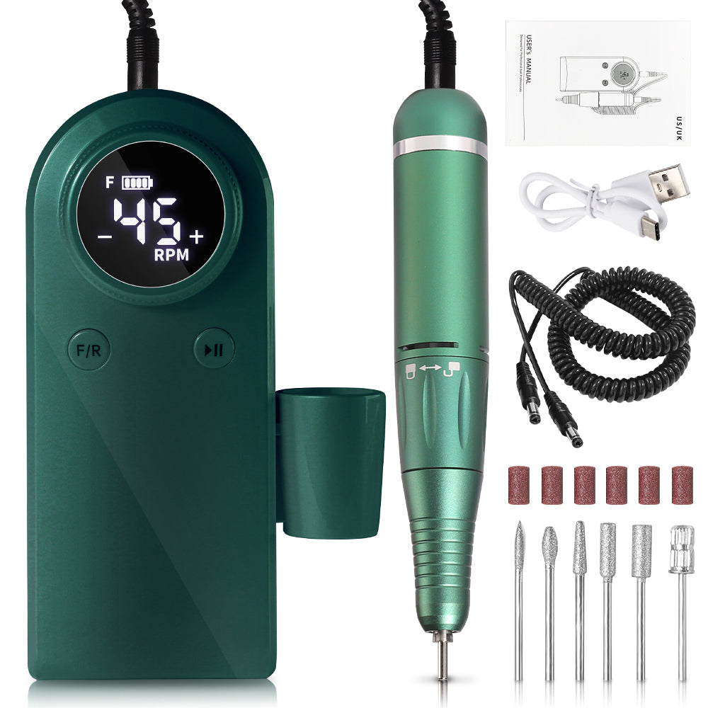 45000RPM Professional Electric Nail Drill Kit - Portable Rechargeable File