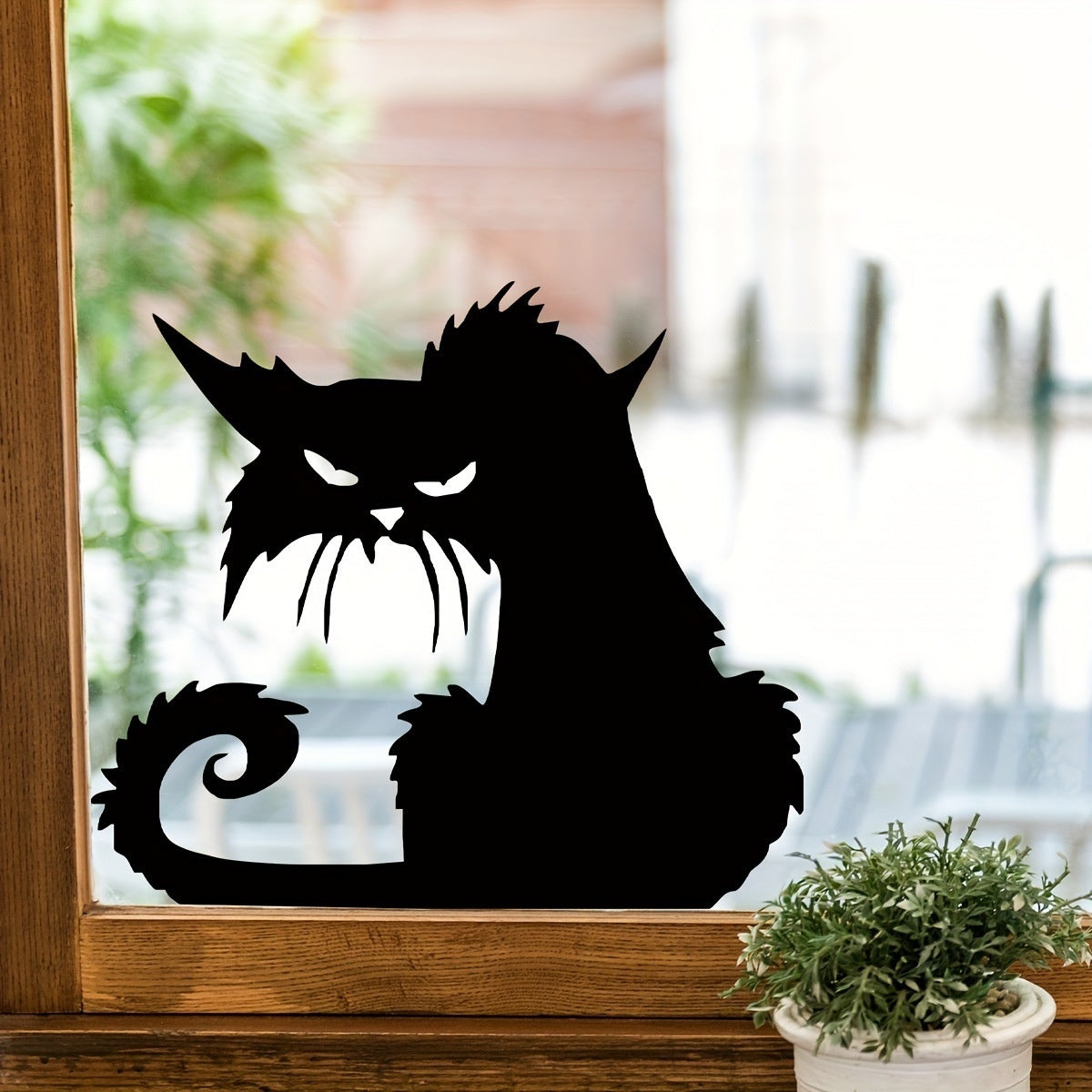 Halloween Cartoon Black Cat Wall Stickers - Self-Adhesive Decorative Decals