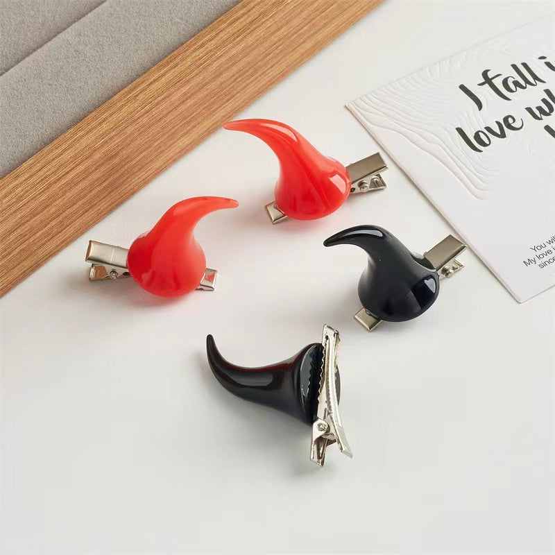Halloween Horn Hair Clip Set - Dark Gothic Holiday Hair Accessories
