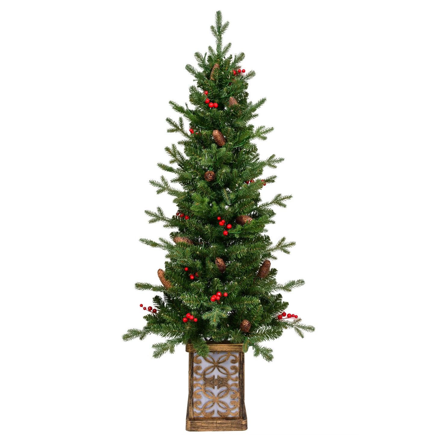 4ft Pre-Lit Potted Christmas Tree with Multicolor Lights