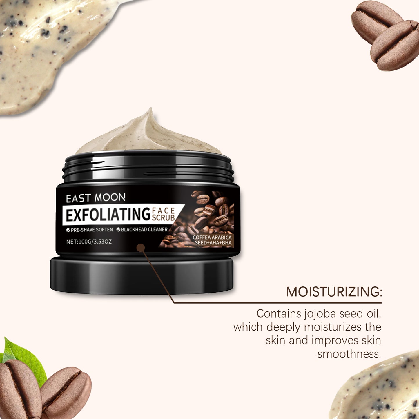 Coffee Facial Scrub for Men - Exfoliating Cleansing Cream for Radiant Skin