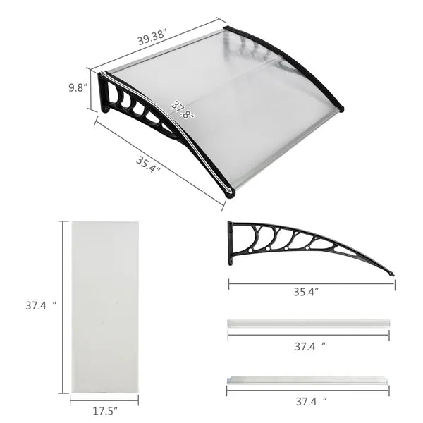 100 x 96cm Household Door & Window Rain Cover Canopy - Black