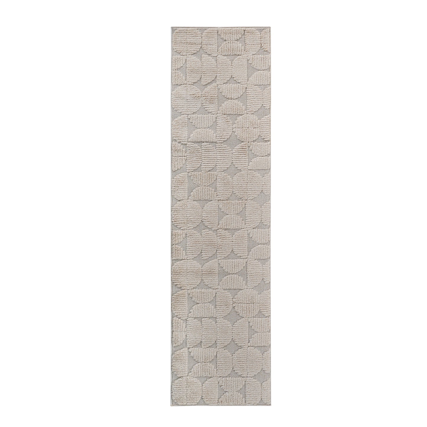 Step Collection High-Low Beige Indoor Runner Rug, 2'2''x8', Modern,