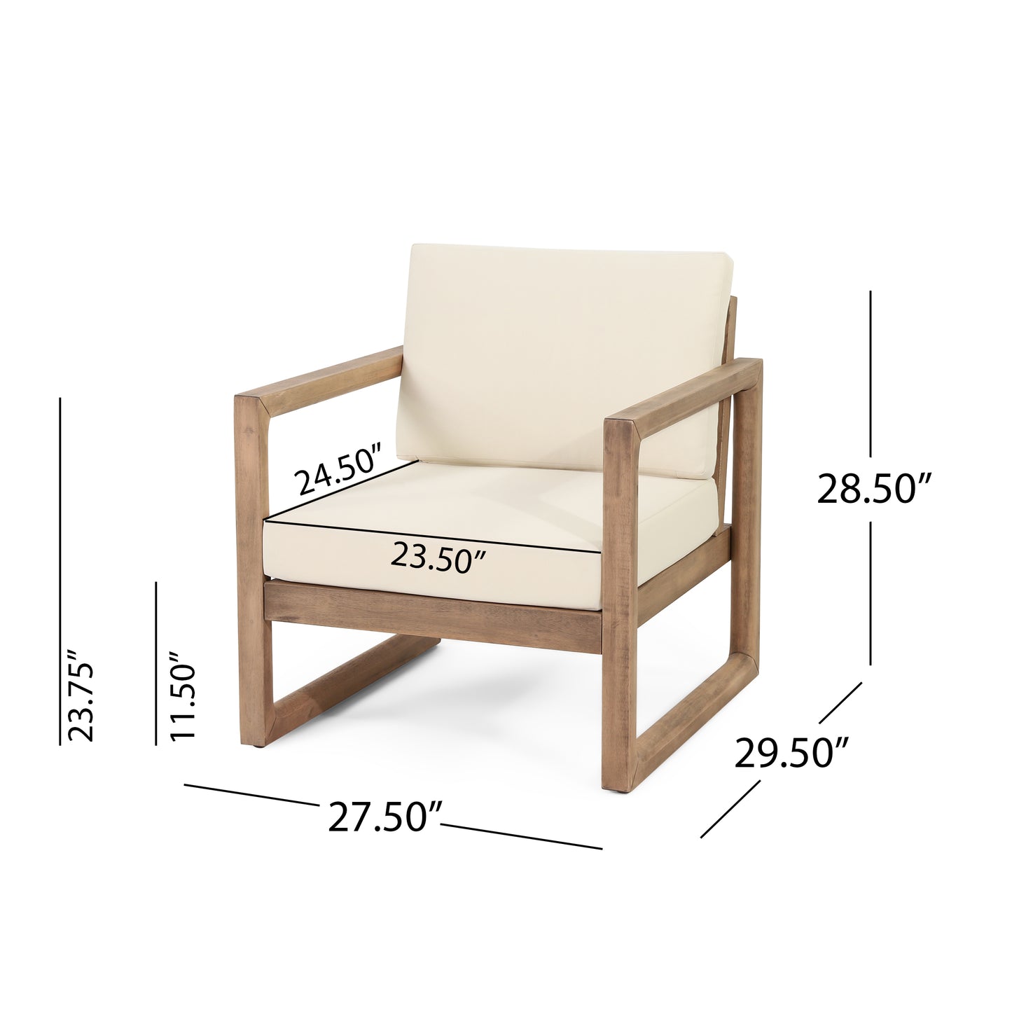 4-Pieces Acacia Wood Patio Furniture Set, Outdoor With Coffee Table,