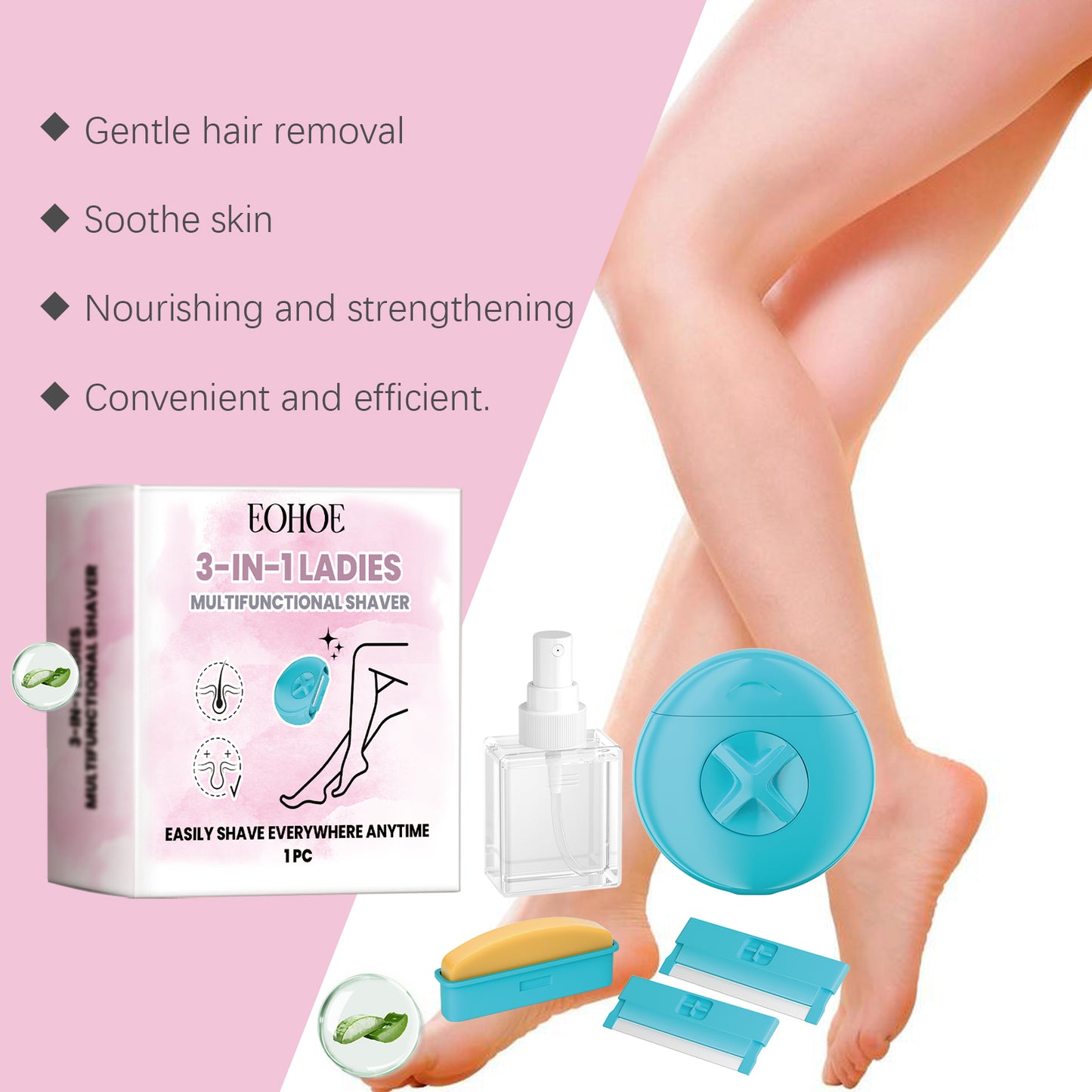 3-in-1 Women's Portable Shaving Razor with Moisturizing Soap and Water Spray