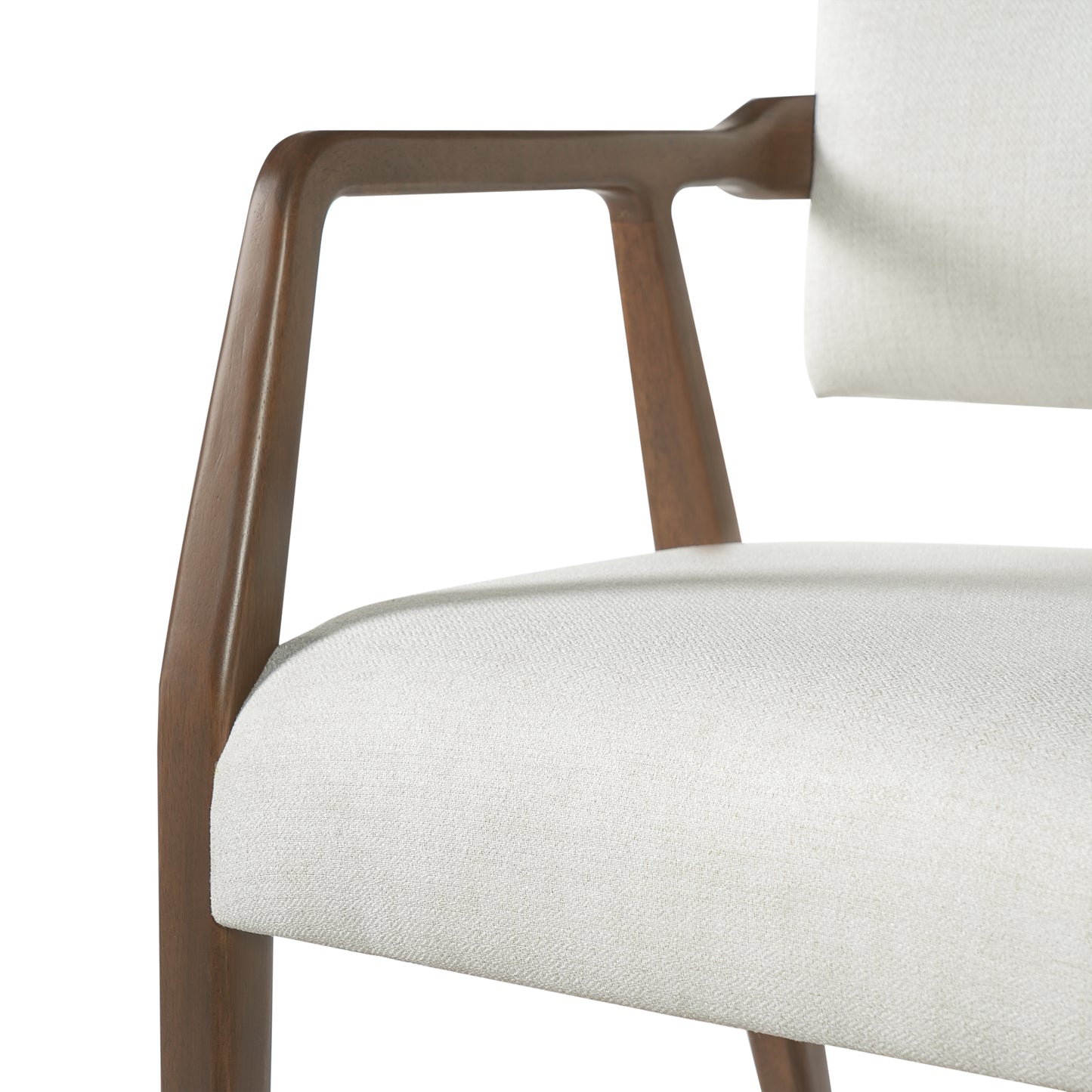 Mid-Century Upholstered Dining Armchair Set - Beige & Brown